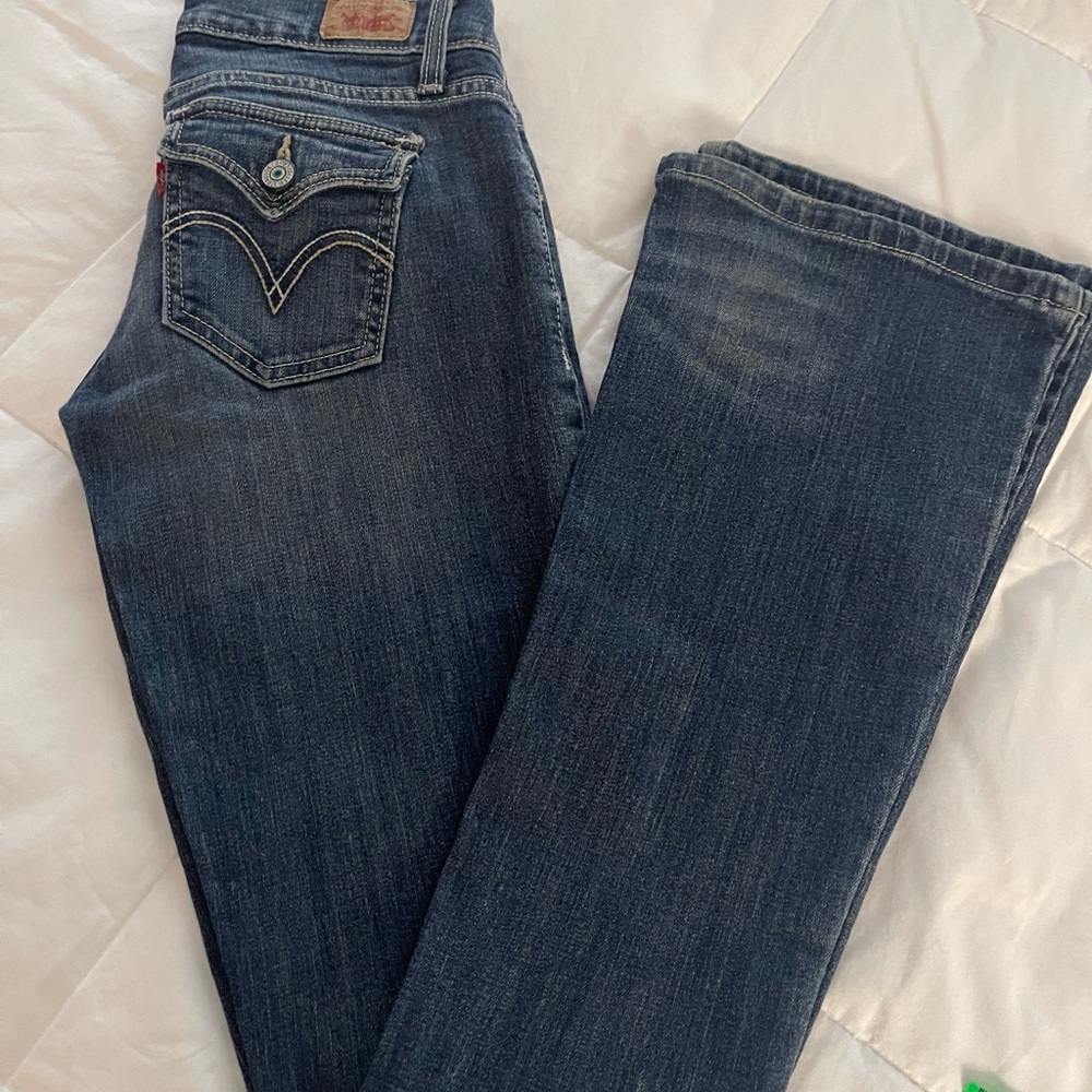 Levi's “ too Super Low Stretch” Jeans Blue Boot Cut Jeans